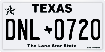 TX license plate DNL0720