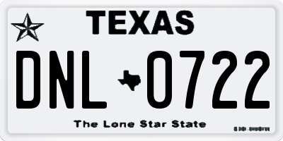 TX license plate DNL0722
