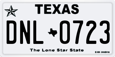 TX license plate DNL0723