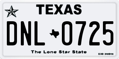 TX license plate DNL0725