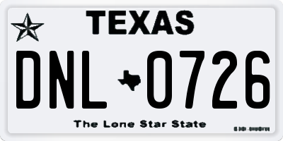 TX license plate DNL0726