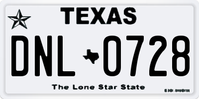 TX license plate DNL0728