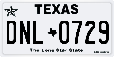 TX license plate DNL0729