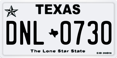 TX license plate DNL0730
