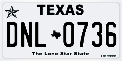 TX license plate DNL0736
