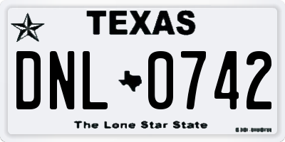 TX license plate DNL0742