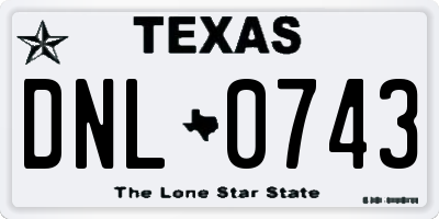 TX license plate DNL0743
