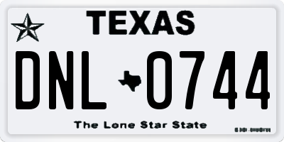 TX license plate DNL0744
