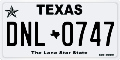 TX license plate DNL0747