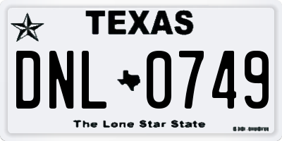 TX license plate DNL0749
