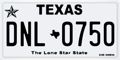 TX license plate DNL0750