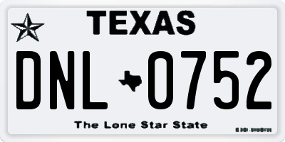 TX license plate DNL0752