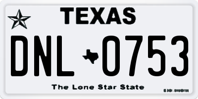 TX license plate DNL0753