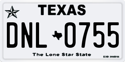 TX license plate DNL0755