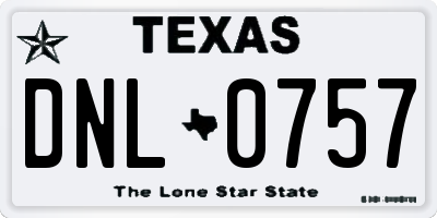 TX license plate DNL0757