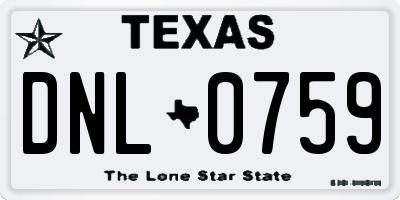TX license plate DNL0759