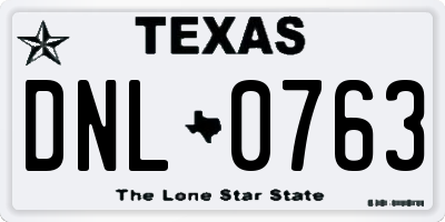 TX license plate DNL0763