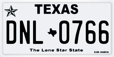 TX license plate DNL0766