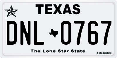 TX license plate DNL0767