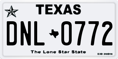 TX license plate DNL0772