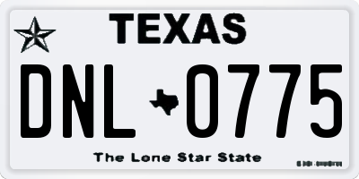 TX license plate DNL0775