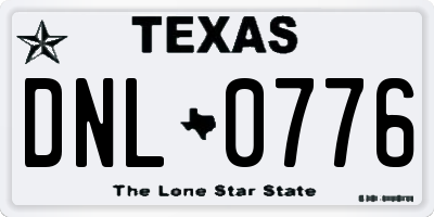 TX license plate DNL0776