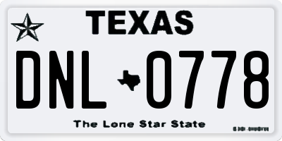 TX license plate DNL0778