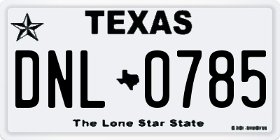 TX license plate DNL0785