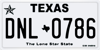 TX license plate DNL0786