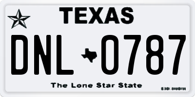 TX license plate DNL0787