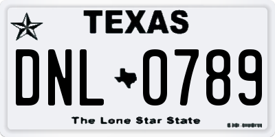 TX license plate DNL0789