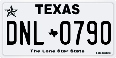 TX license plate DNL0790