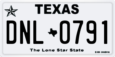 TX license plate DNL0791