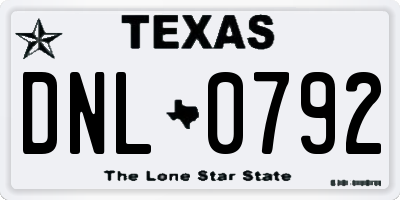 TX license plate DNL0792