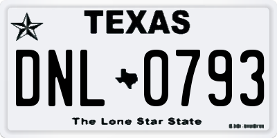 TX license plate DNL0793