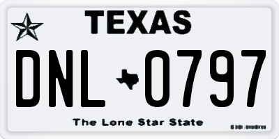 TX license plate DNL0797
