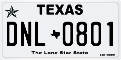 TX license plate DNL0801