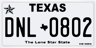 TX license plate DNL0802