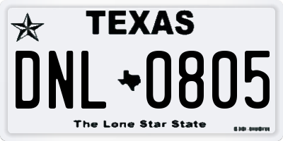 TX license plate DNL0805
