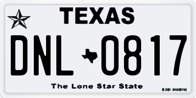 TX license plate DNL0817
