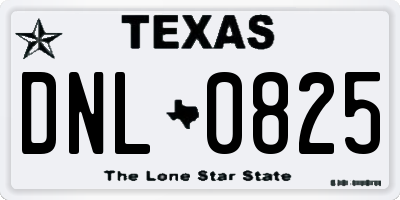 TX license plate DNL0825