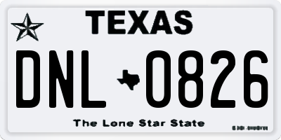 TX license plate DNL0826
