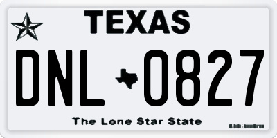 TX license plate DNL0827