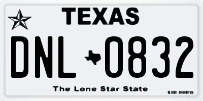 TX license plate DNL0832