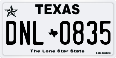 TX license plate DNL0835