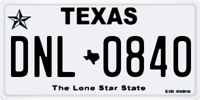 TX license plate DNL0840
