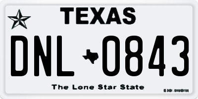 TX license plate DNL0843