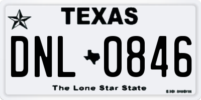 TX license plate DNL0846