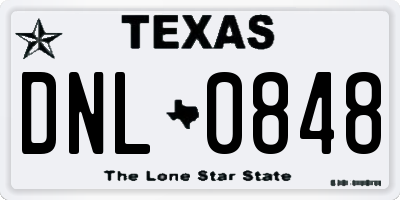 TX license plate DNL0848