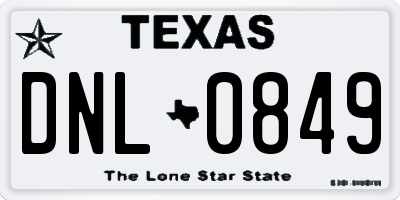 TX license plate DNL0849